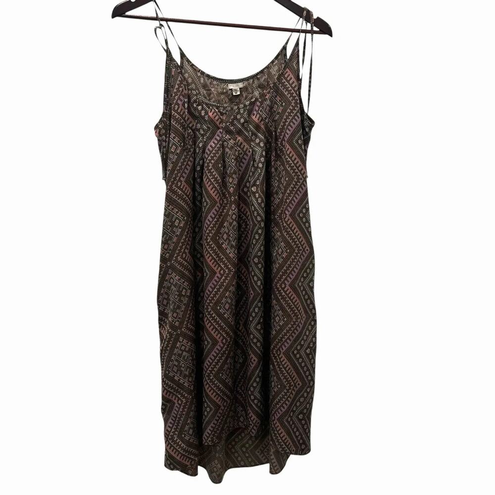Ecote Dress Womens M Brown Geometric Tribal Strappy Midi Boho Sundress